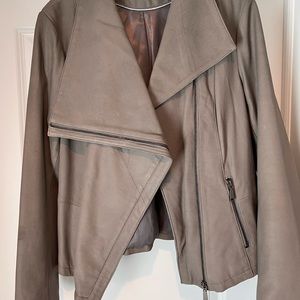 T Tahari Gray Leather Jacket